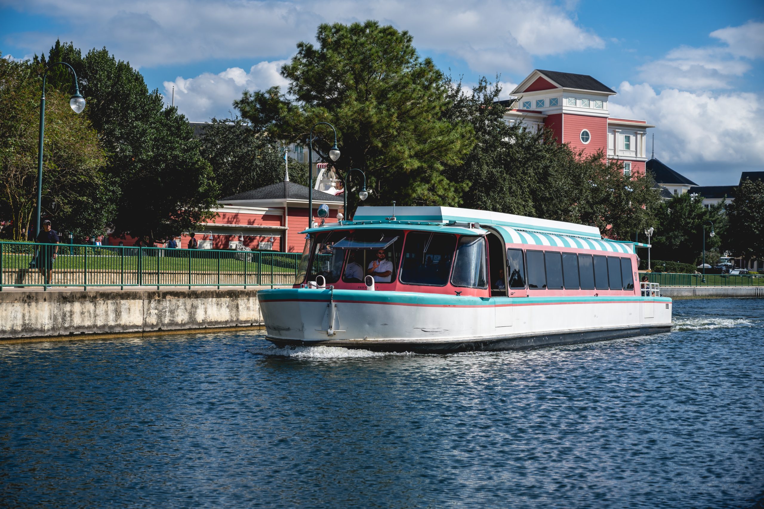 FriendShip boat traveling the waterways of Disney World