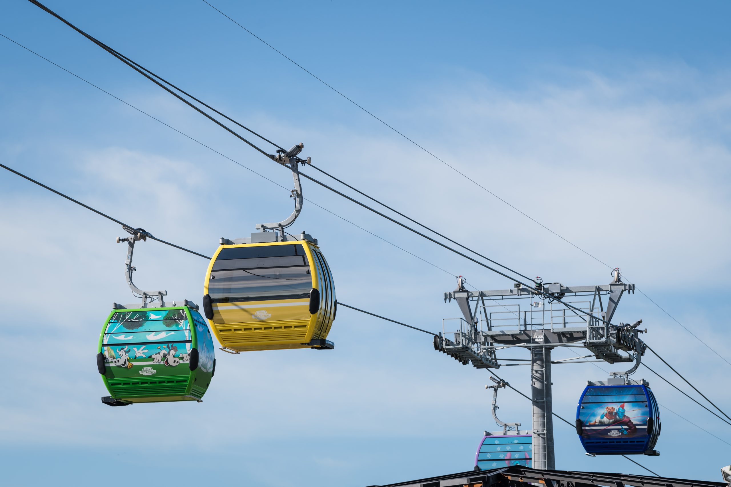 Disney Skyliner gondolas in the sky